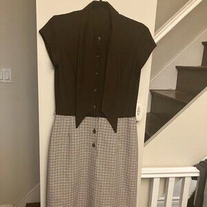 Vintage Dress Set With Tie Collar